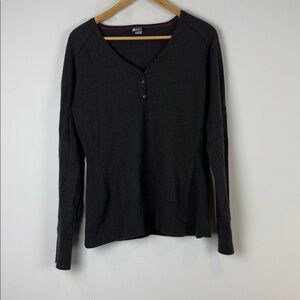 MEC Grey V-Neck Long Sleeve Sweater Size Women's Large